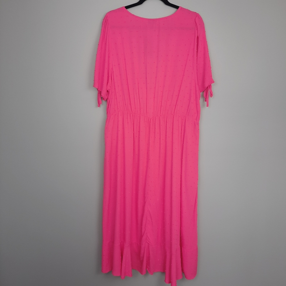 Torrid Midi Swiss Linen Surplice Dress in Honeysuckle size 2X - Picture 7 of 11